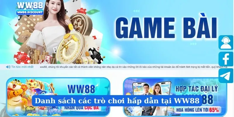 Danh sách các trò chơi hấp dẫn tại WW88