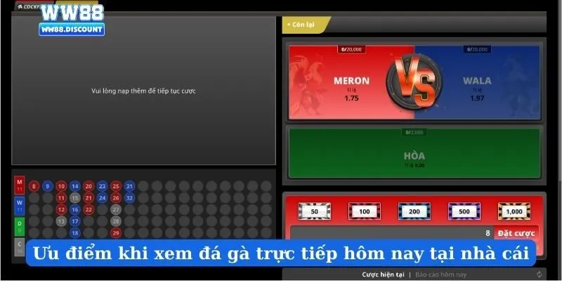 Ưu điểm khi xem đá gà trực tiếp hôm nay tại nhà cái